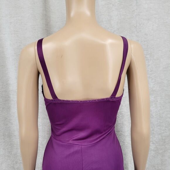 Vintage Slip Dress Upcycled Dyed Eggplant Purple with Lace and Embroidery Detail - Picture 7 of 11